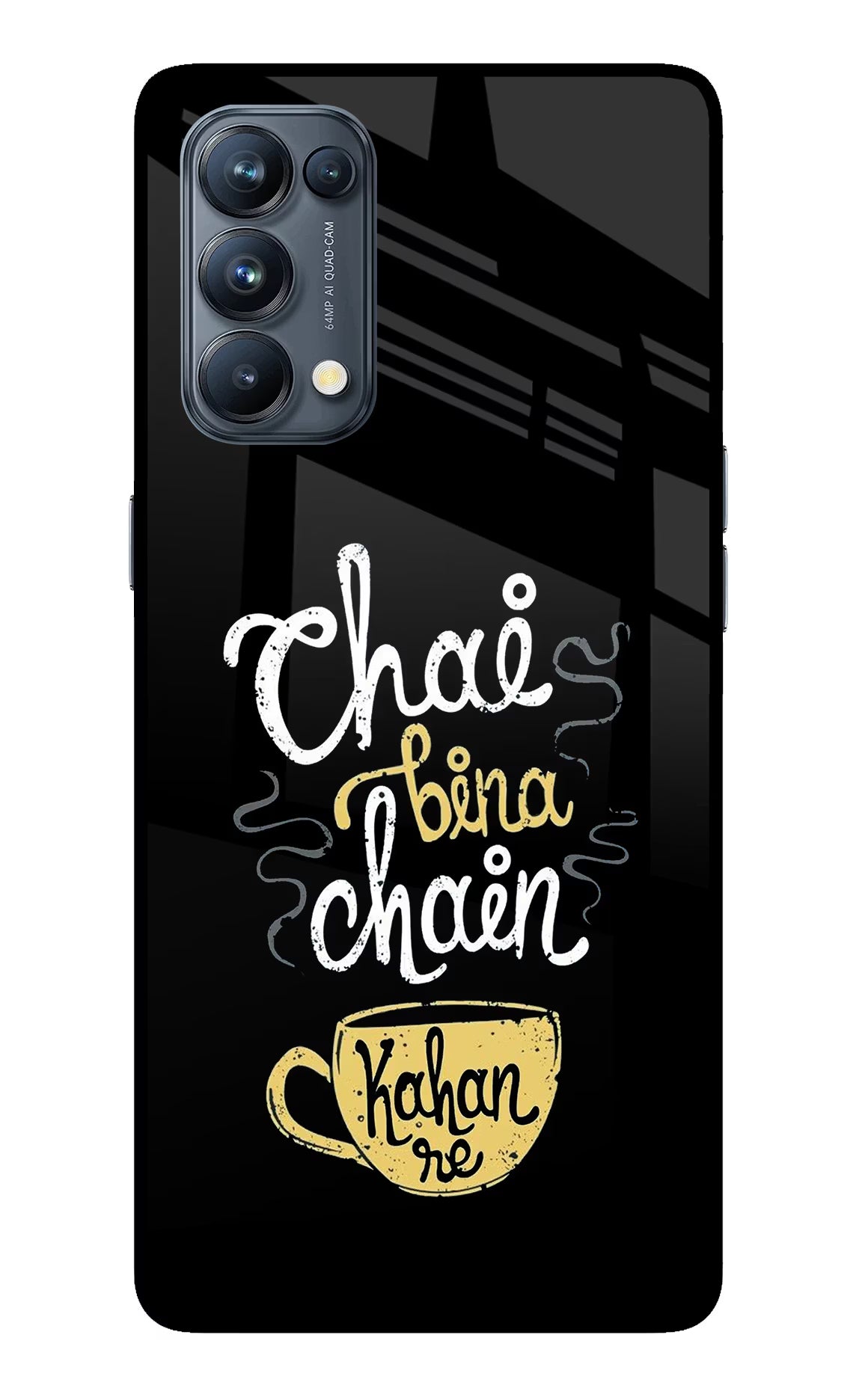 Chai Bina Chain Kaha Re Oppo Reno5 Pro 5G Glass Case Back Cover by Casekaro