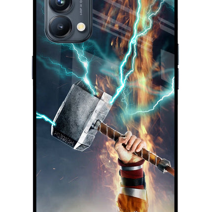Thor Hammer Mjolnir Oppo Reno5 Pro 5G Glass Case Back Cover by Casekaro