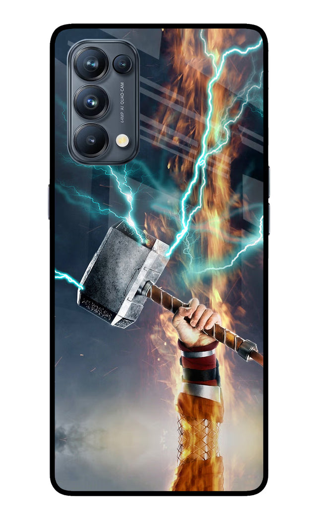 Thor Hammer Mjolnir Oppo Reno5 Pro 5G Glass Case Back Cover by Casekaro