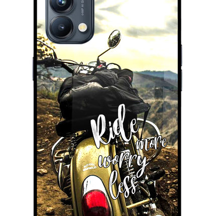 Ride More Worry Less Oppo Reno5 Pro 5G Glass Case Back Cover by Casekaro