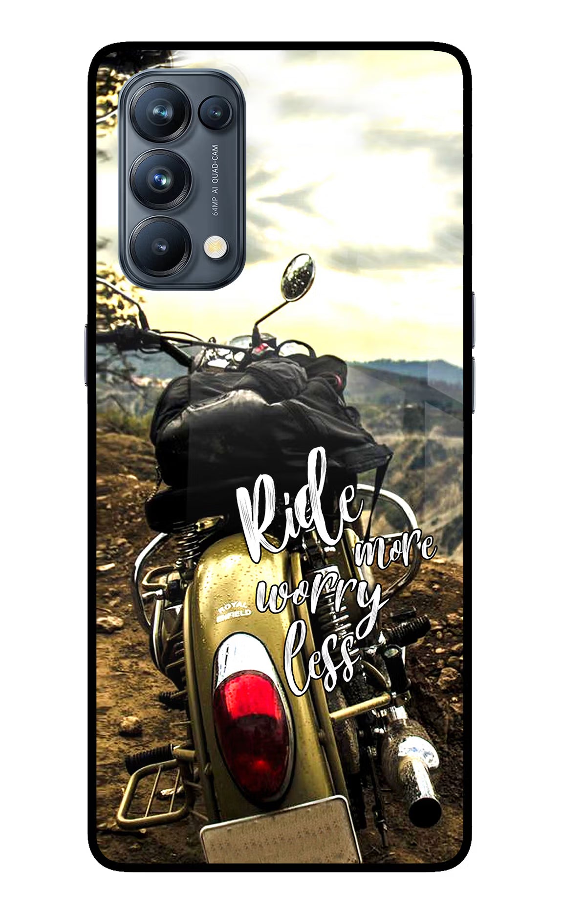 Ride More Worry Less Oppo Reno5 Pro 5G Glass Case Back Cover by Casekaro