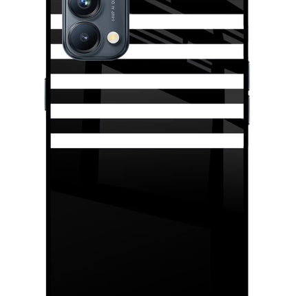 Black and White Print Oppo Reno5 Pro 5G Glass Case Back Cover by Casekaro