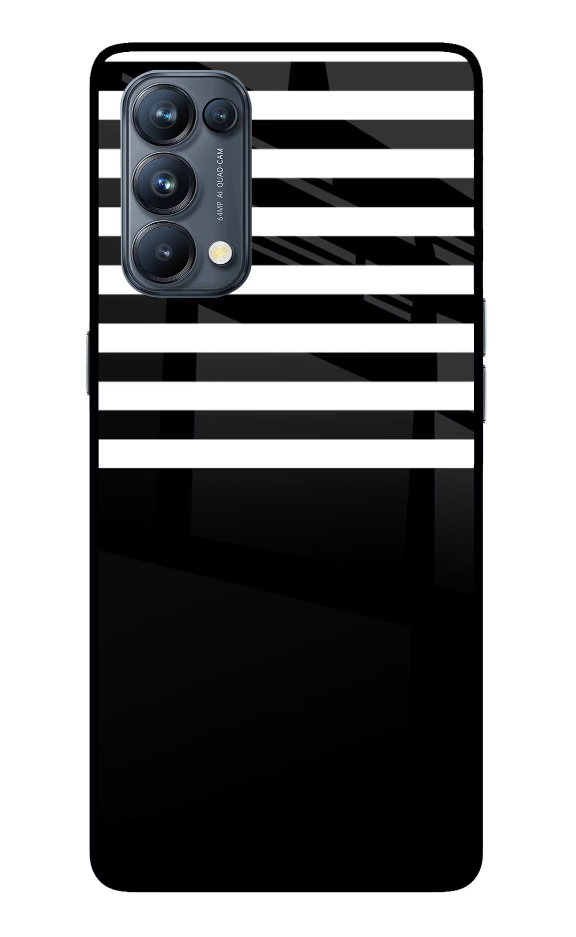 Black and White Print Oppo Reno5 Pro 5G Glass Case Back Cover by Casekaro