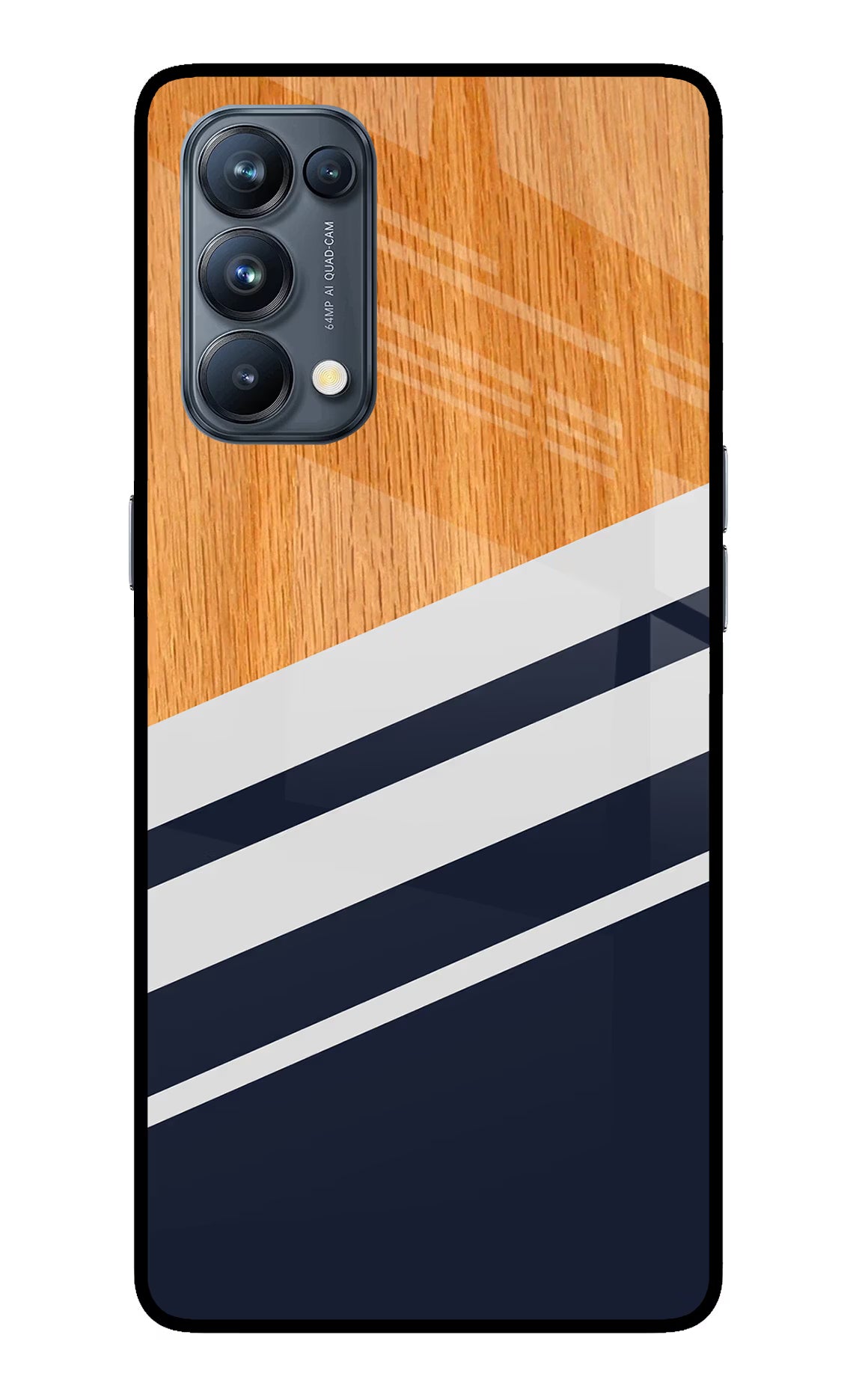 Blue and white wooden Oppo Reno5 Pro 5G Glass Case Back Cover by Casekaro