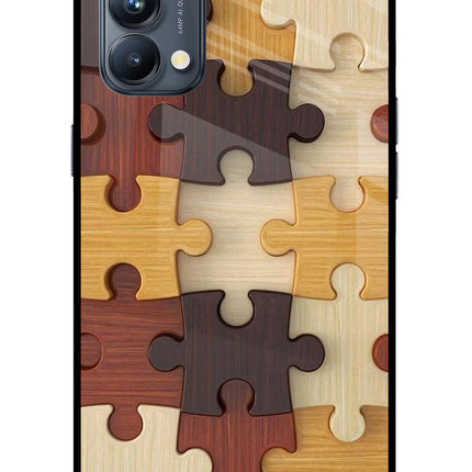 Wooden Puzzle Oppo Reno5 Pro 5G Glass Case Back Cover by Casekaro