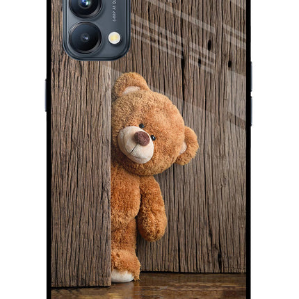 Teddy Wooden Oppo Reno5 Pro 5G Glass Case Back Cover by Casekaro