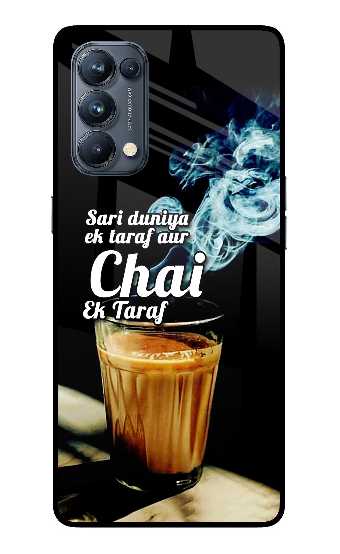 Chai Ek Taraf Quote Oppo Reno5 Pro 5G Glass Case Back Cover by Casekaro