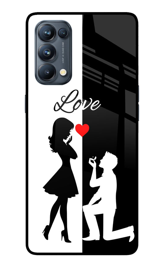 Love Propose Black And White Oppo Reno5 Pro 5G Glass Case