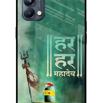 Har Har Mahadev Shivling Oppo Reno5 Pro 5G Glass Case Back Cover by Casekaro