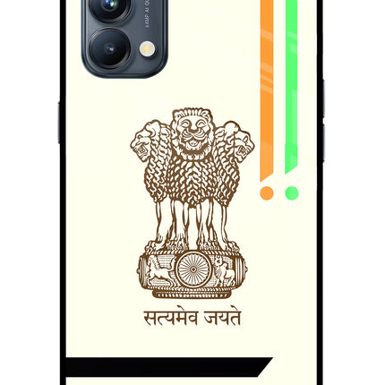 Satyamev Jayate Brown Logo Oppo Reno5 Pro 5G Glass Case Back Cover by Casekaro