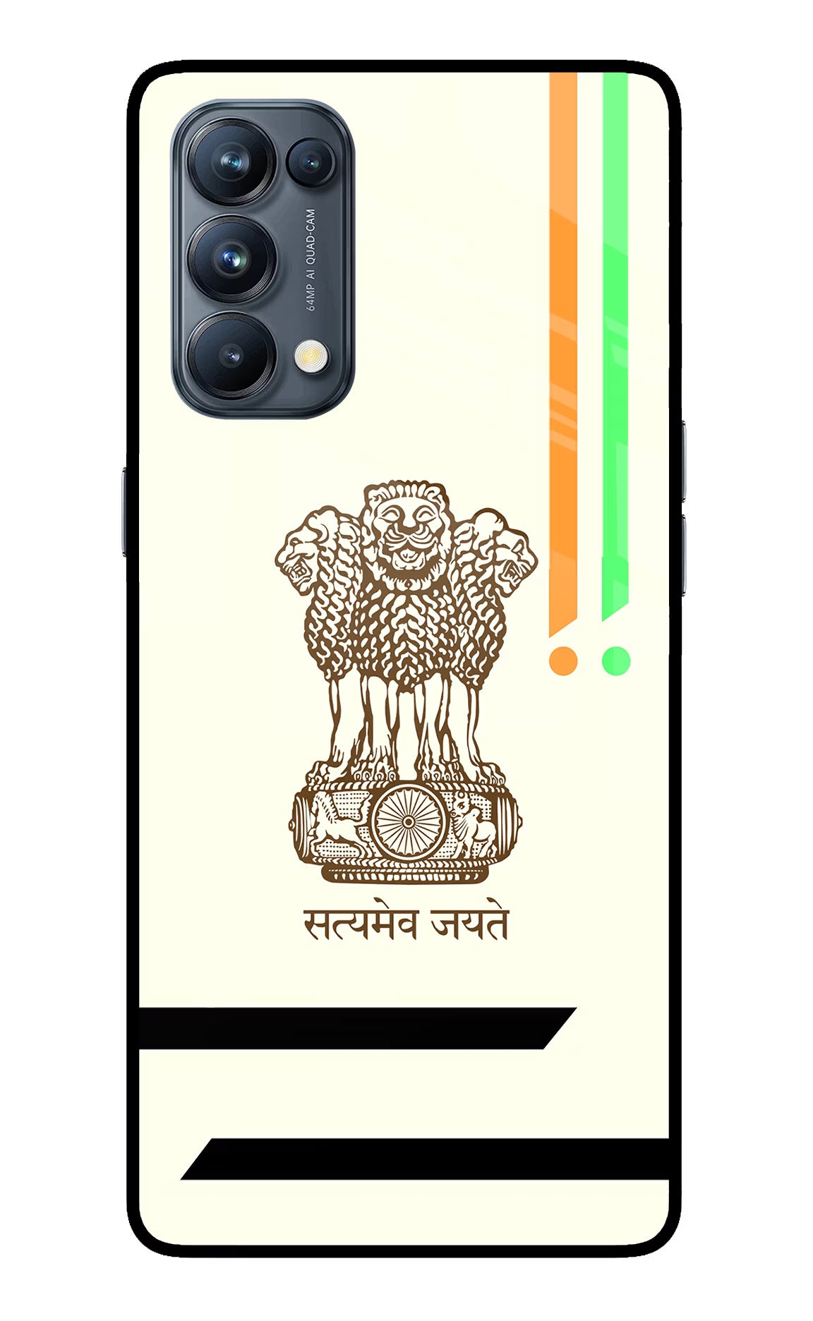 Satyamev Jayate Brown Logo Oppo Reno5 Pro 5G Glass Case Back Cover by Casekaro