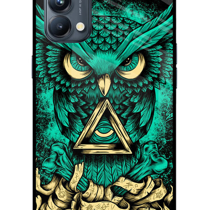 Green Owl Oppo Reno5 Pro 5G Glass Case Back Cover by Casekaro