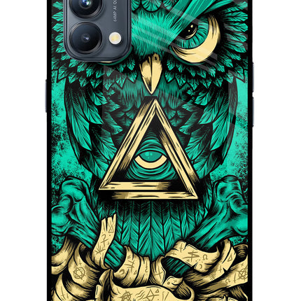 Green Owl Oppo Reno5 Pro 5G Glass Case Back Cover by Casekaro
