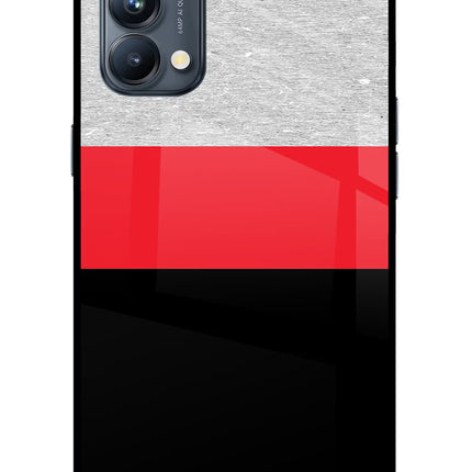 Tri Color Pattern Oppo Reno5 Pro 5G Glass Case Back Cover by Casekaro