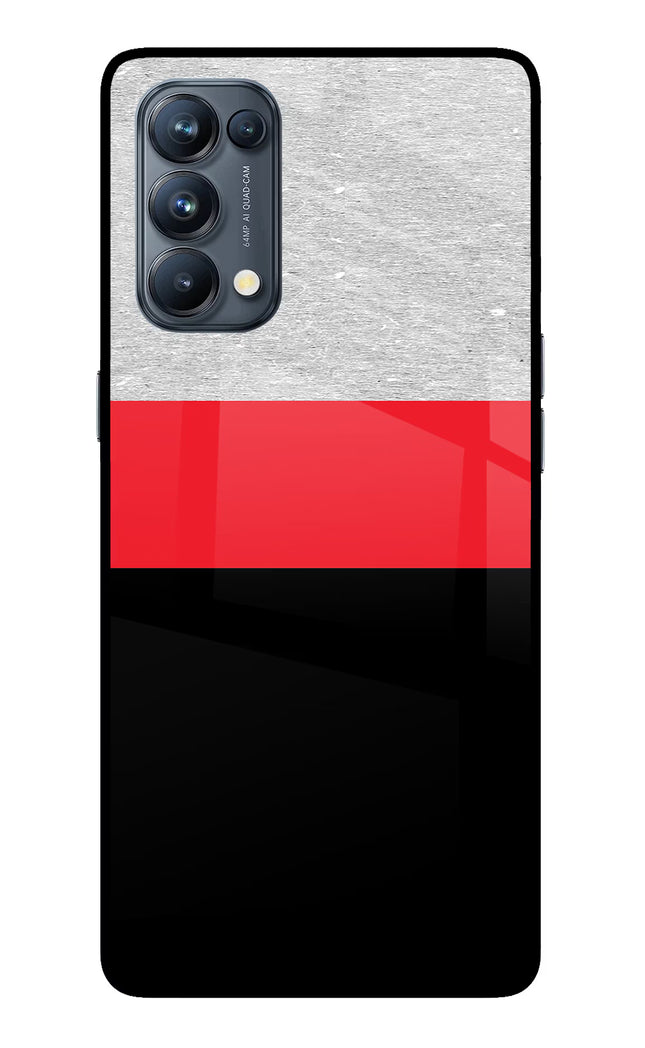 Tri Color Pattern Oppo Reno5 Pro 5G Glass Case Back Cover by Casekaro