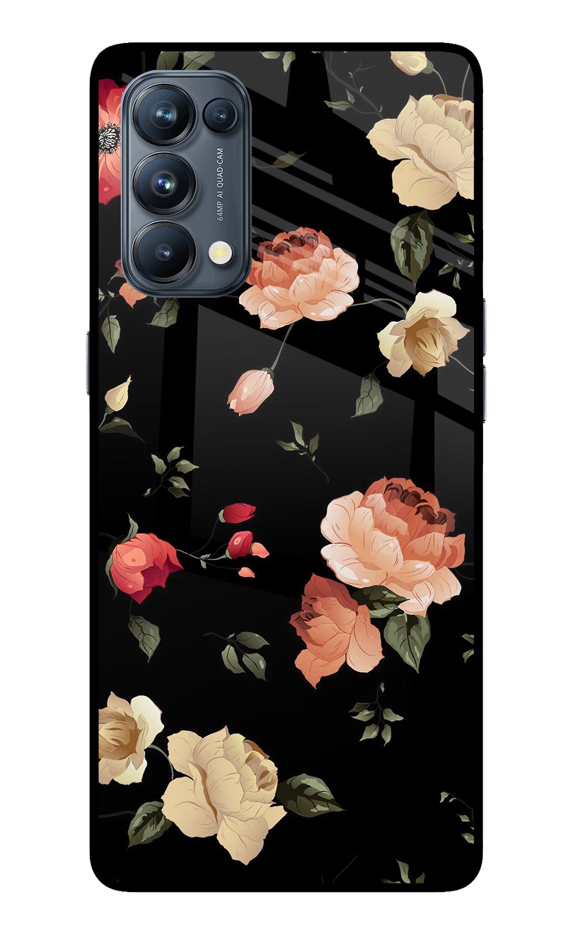 Flowers Oppo Reno5 Pro 5G Glass Case Back Cover by Casekaro