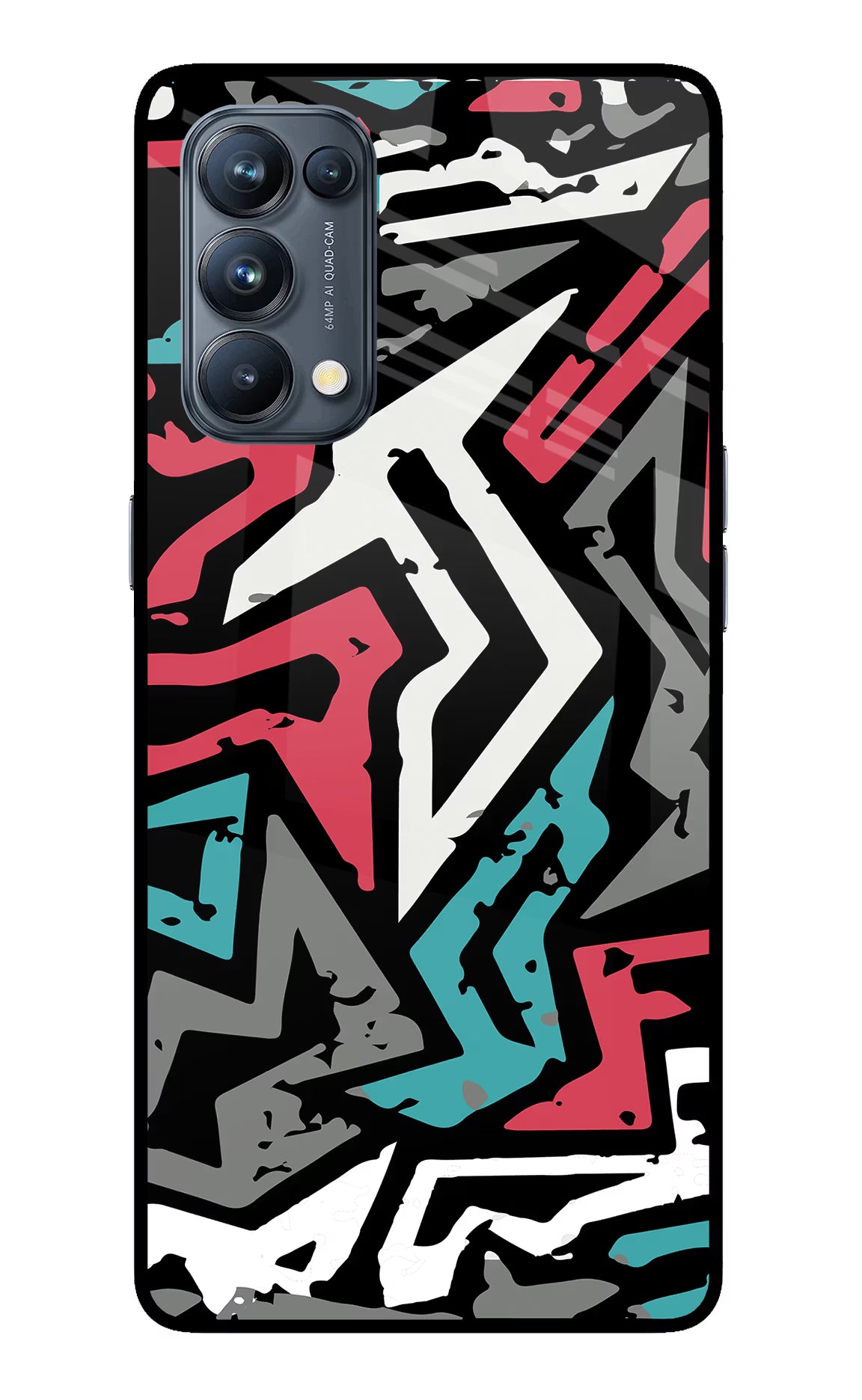 Geometric Graffiti Oppo Reno5 Pro 5G Glass Case Back Cover by Casekaro