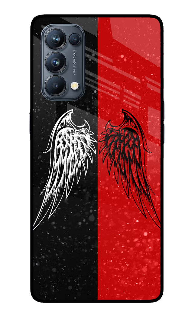 Wings Oppo Reno5 Pro 5G Glass Case Back Cover by Casekaro