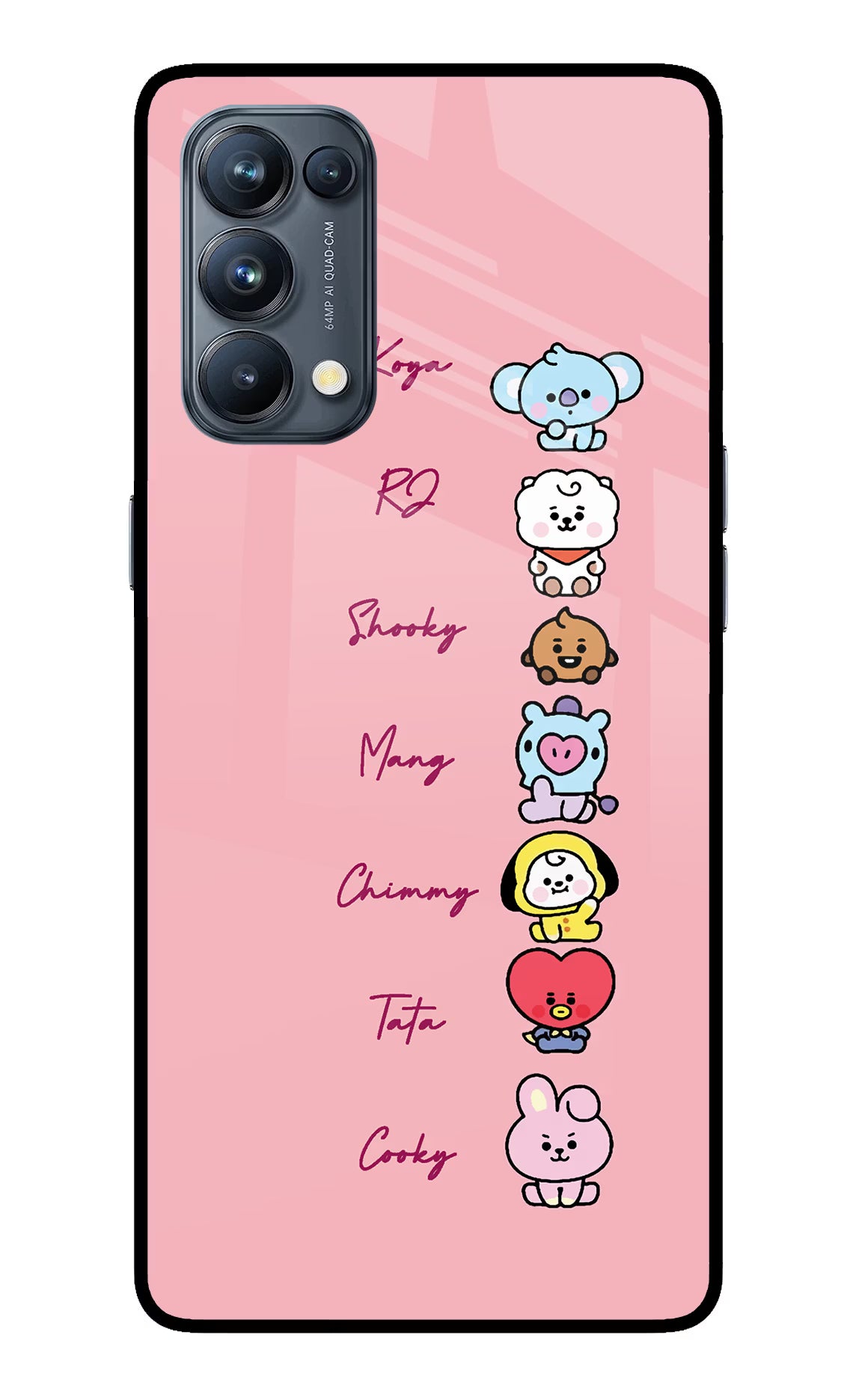 BTS names Oppo Reno5 Pro 5G Glass Case Back Cover by Casekaro