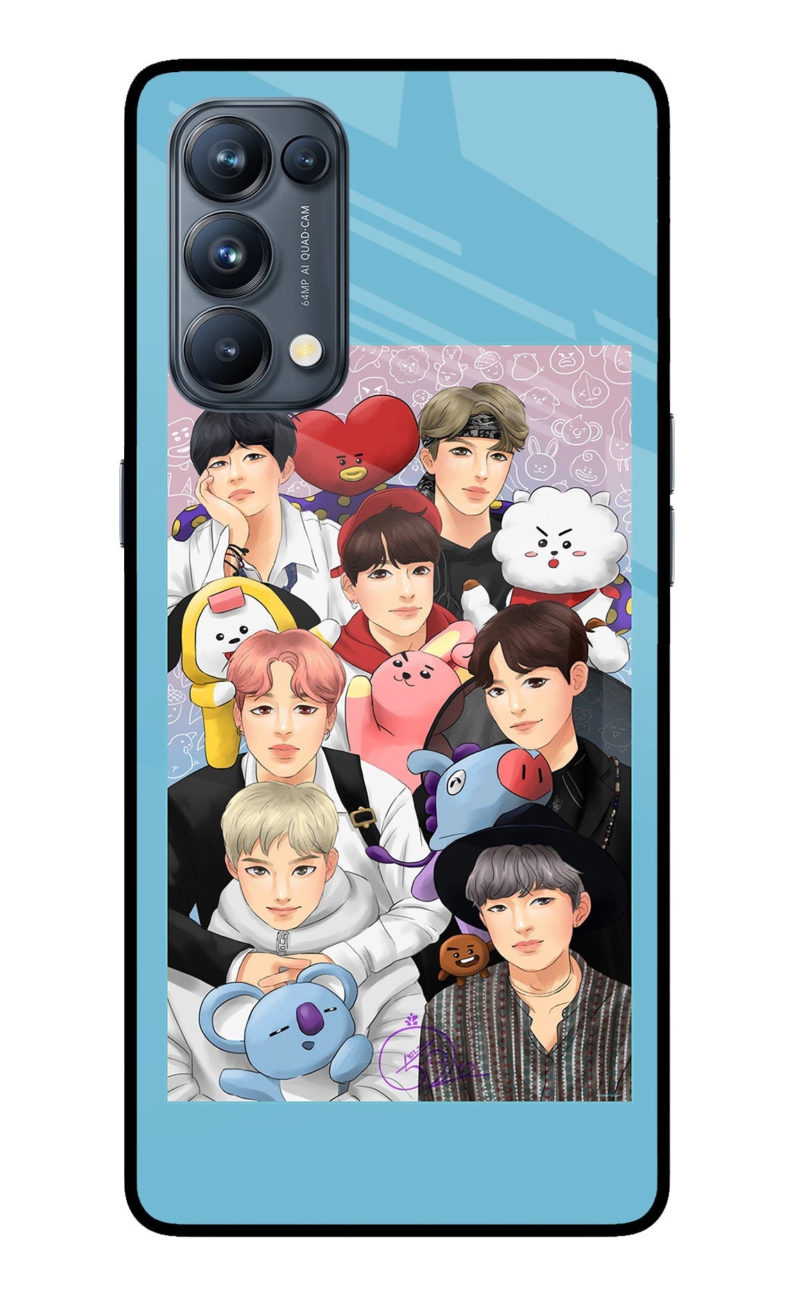 BTS with animals Oppo Reno5 Pro 5G Glass Case