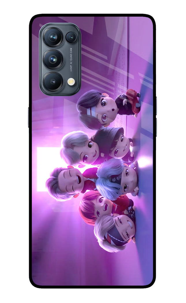 BTS Chibi Oppo Reno5 Pro 5G Glass Case Back Cover by Casekaro