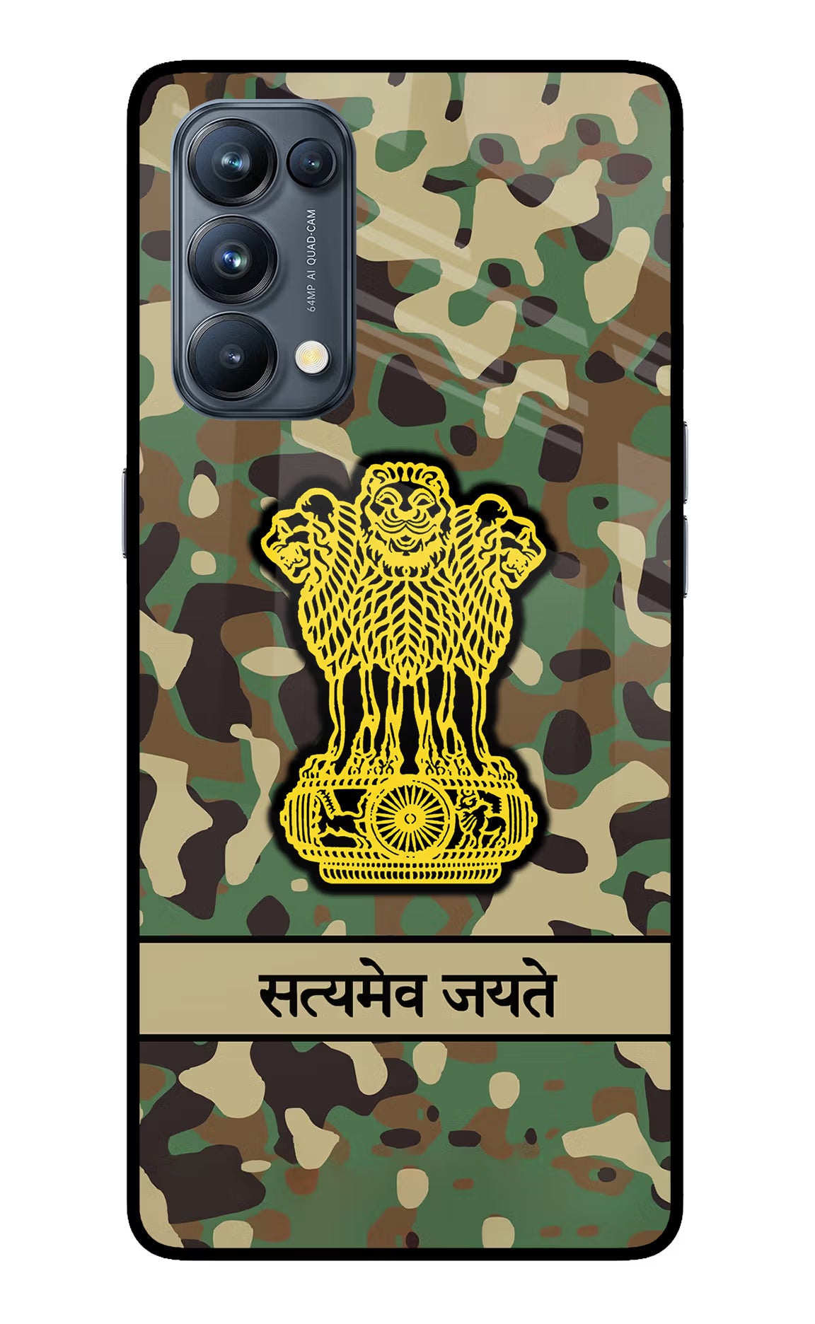 Satyamev Jayate Army Oppo Reno5 Pro 5G Glass Case Back Cover by Casekaro