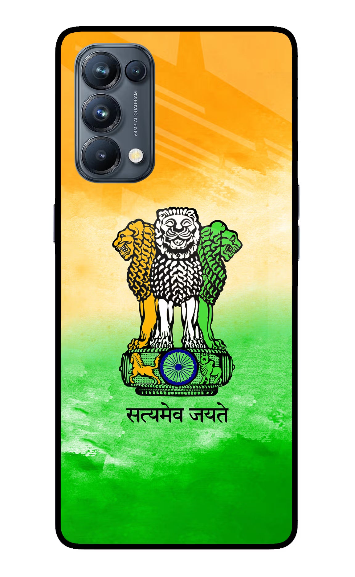 Satyamev Jayate Flag Oppo Reno5 Pro 5G Glass Case Back Cover by Casekaro