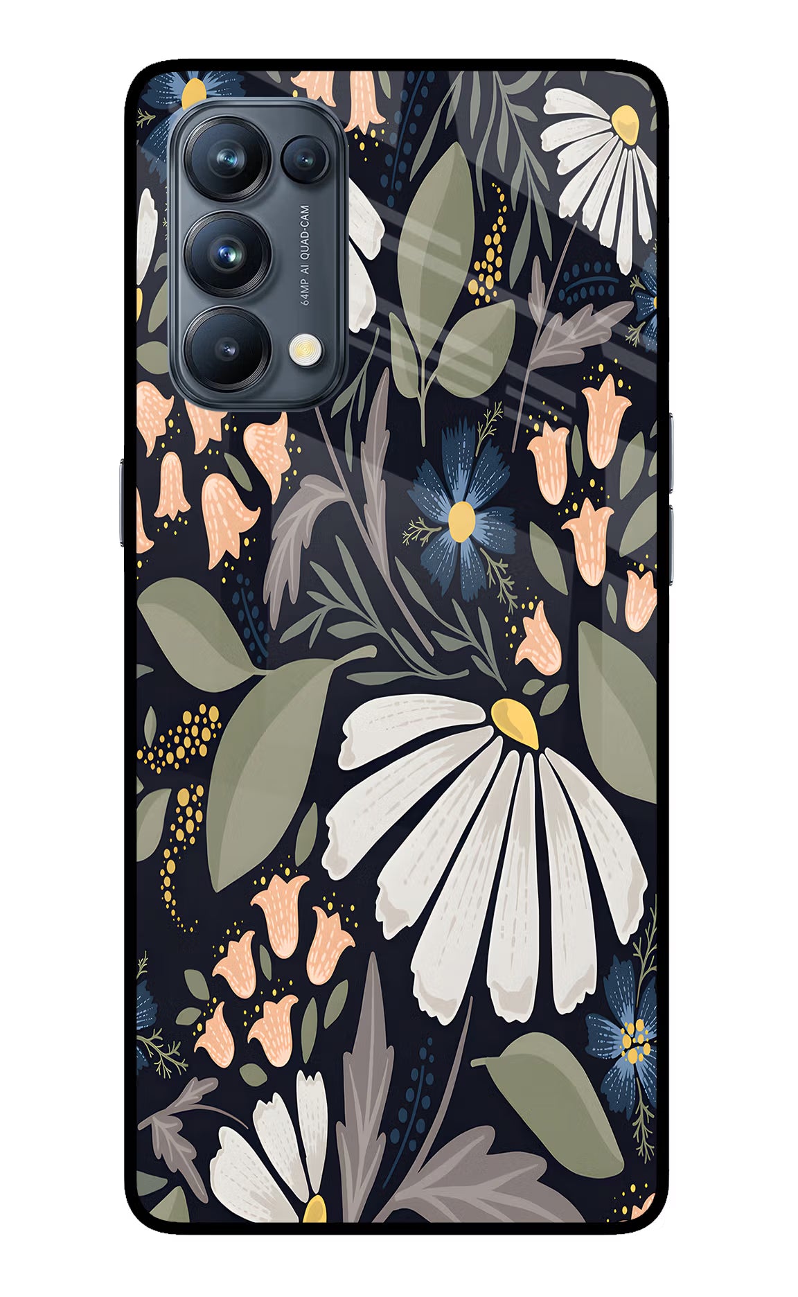 Flowers Art Oppo Reno5 Pro 5G Glass Case Back Cover by Casekaro