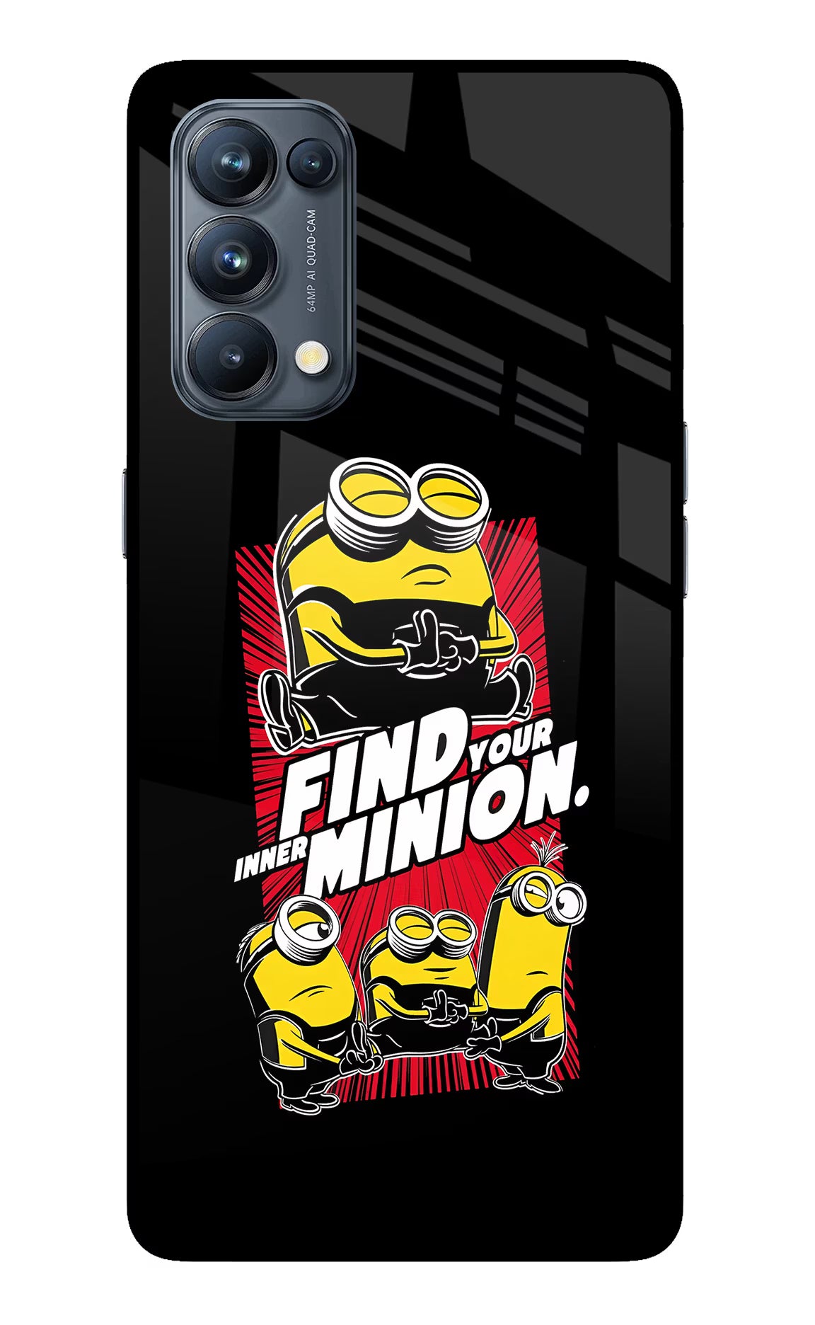 Find your inner Minion Oppo Reno5 Pro 5G Glass Case Back Cover by Casekaro