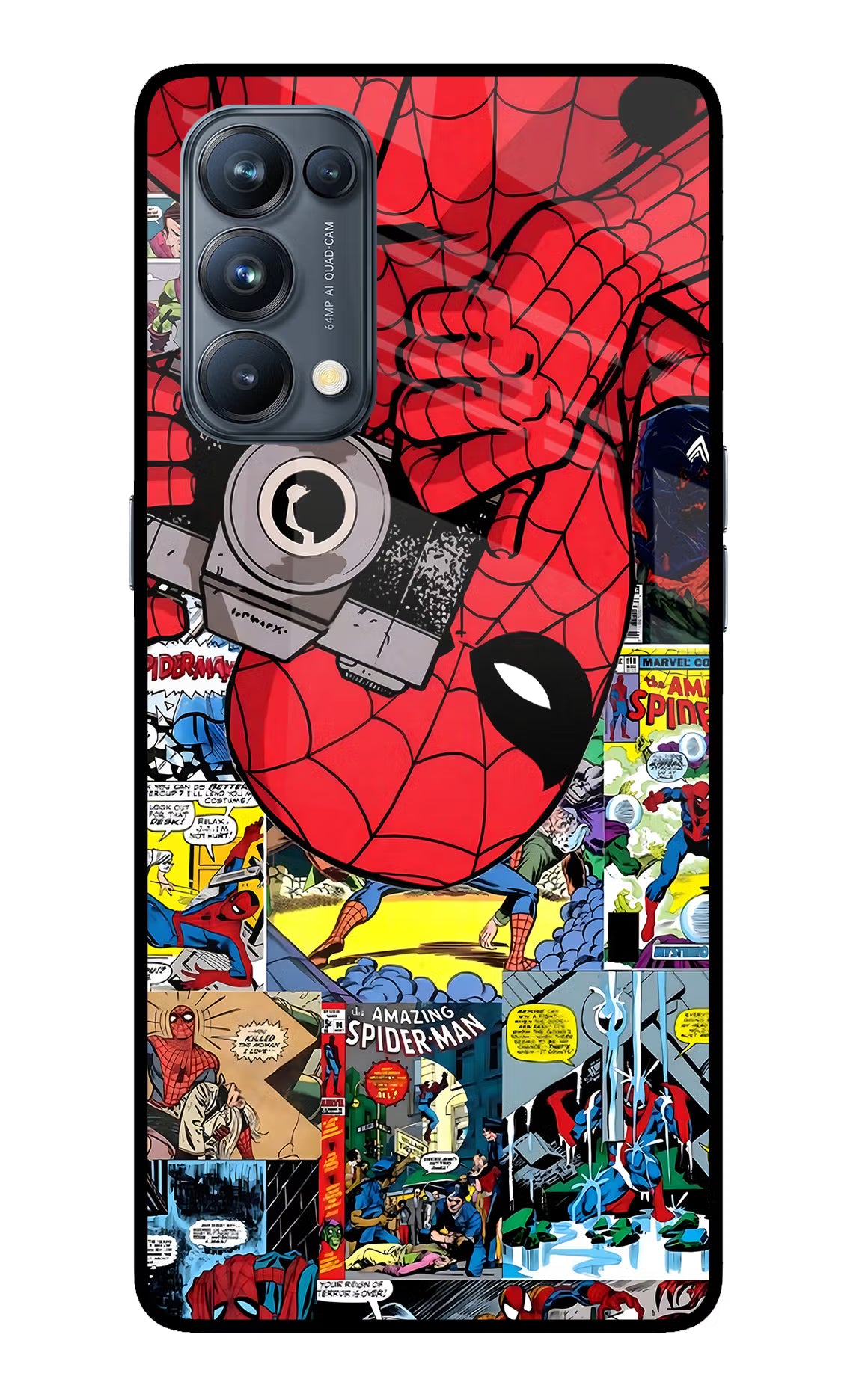 Spider Man Oppo Reno5 Pro 5G Glass Case Back Cover by Casekaro