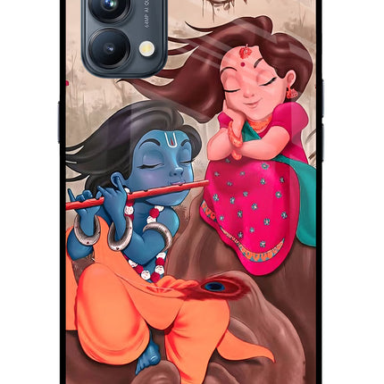 Radhe Krishna Oppo Reno5 Pro 5G Glass Case Back Cover by Casekaro