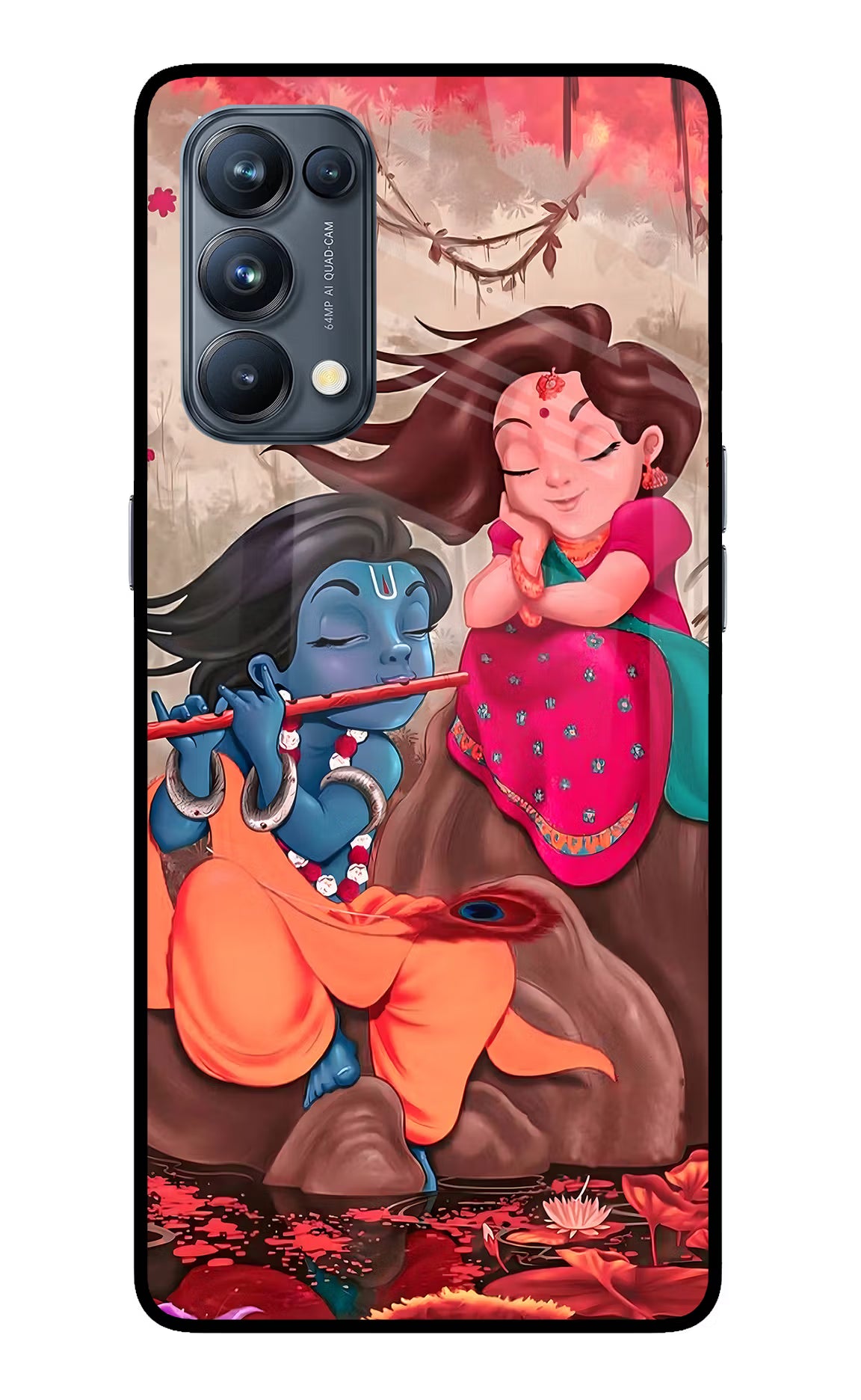 Radhe Krishna Oppo Reno5 Pro 5G Glass Case Back Cover by Casekaro