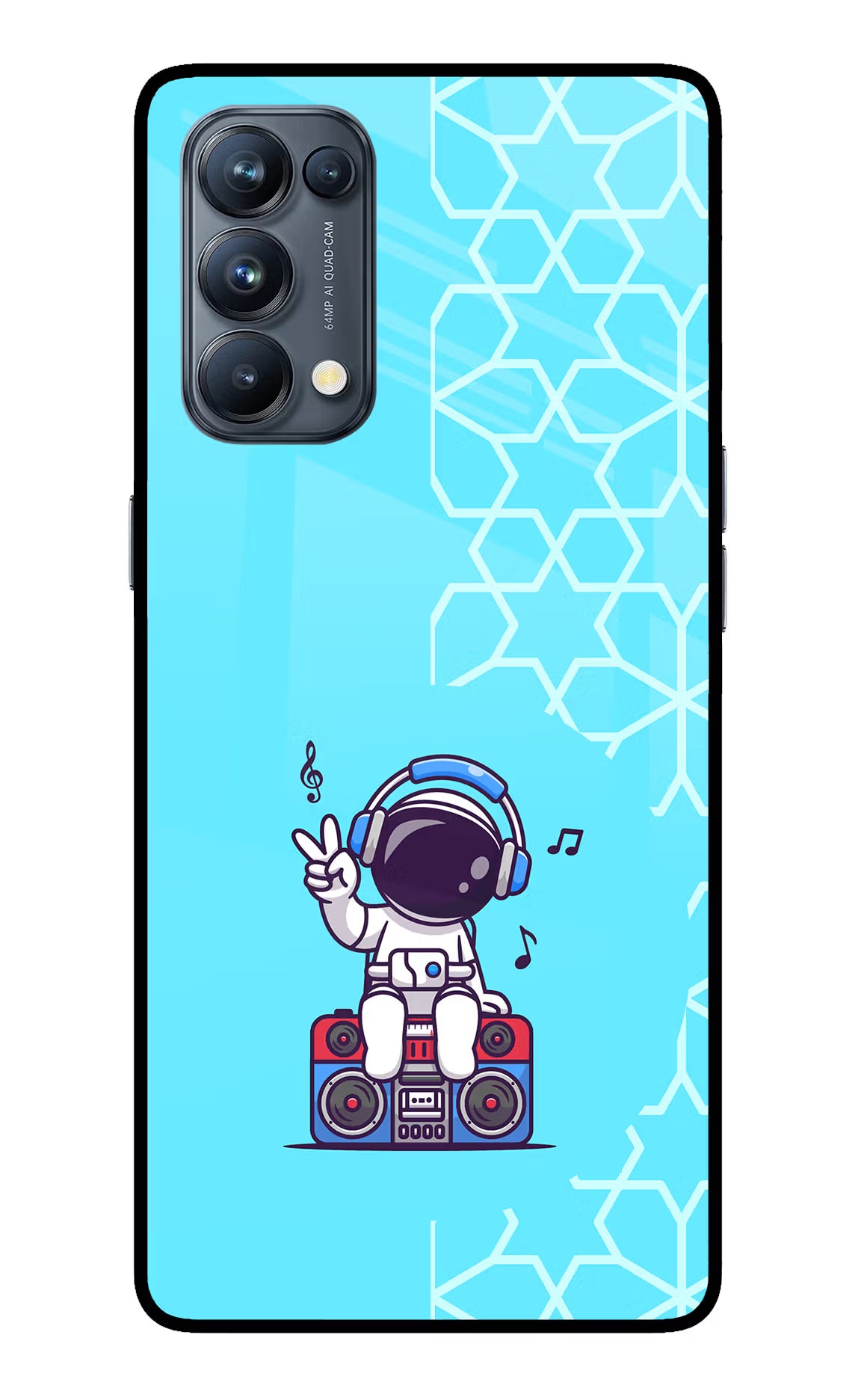 Cute Astronaut Chilling Oppo Reno5 Pro 5G Glass Case Back Cover by Casekaro
