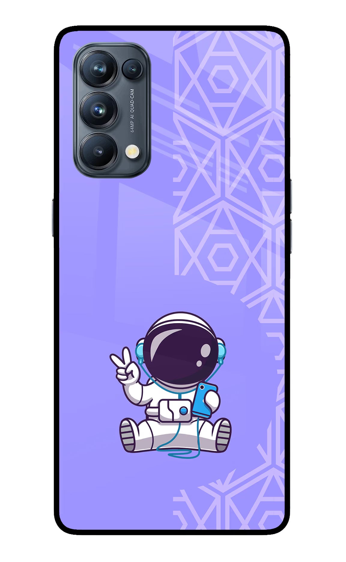 Cute Astronaut Chilling Oppo Reno5 Pro 5G Glass Case Back Cover by Casekaro
