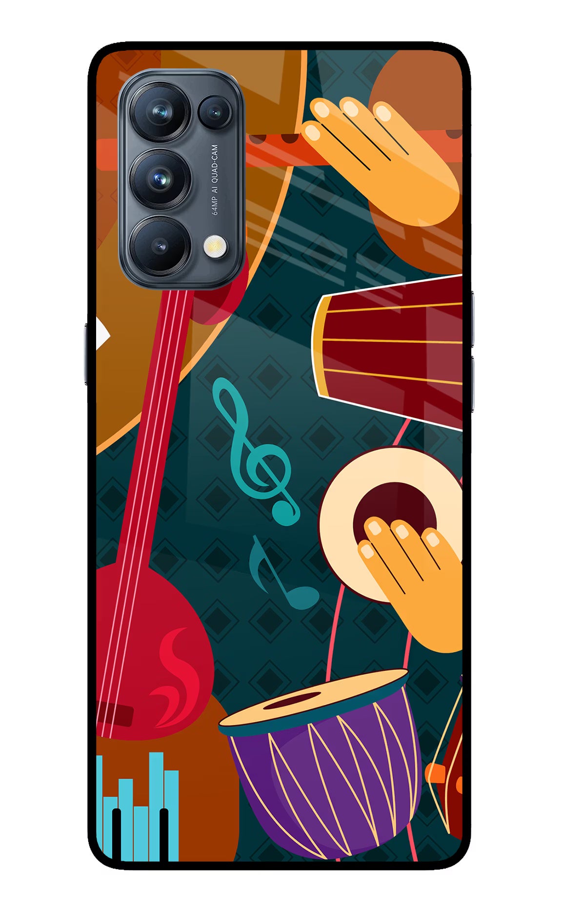 Music Instrument Oppo Reno5 Pro 5G Glass Case Back Cover by Casekaro