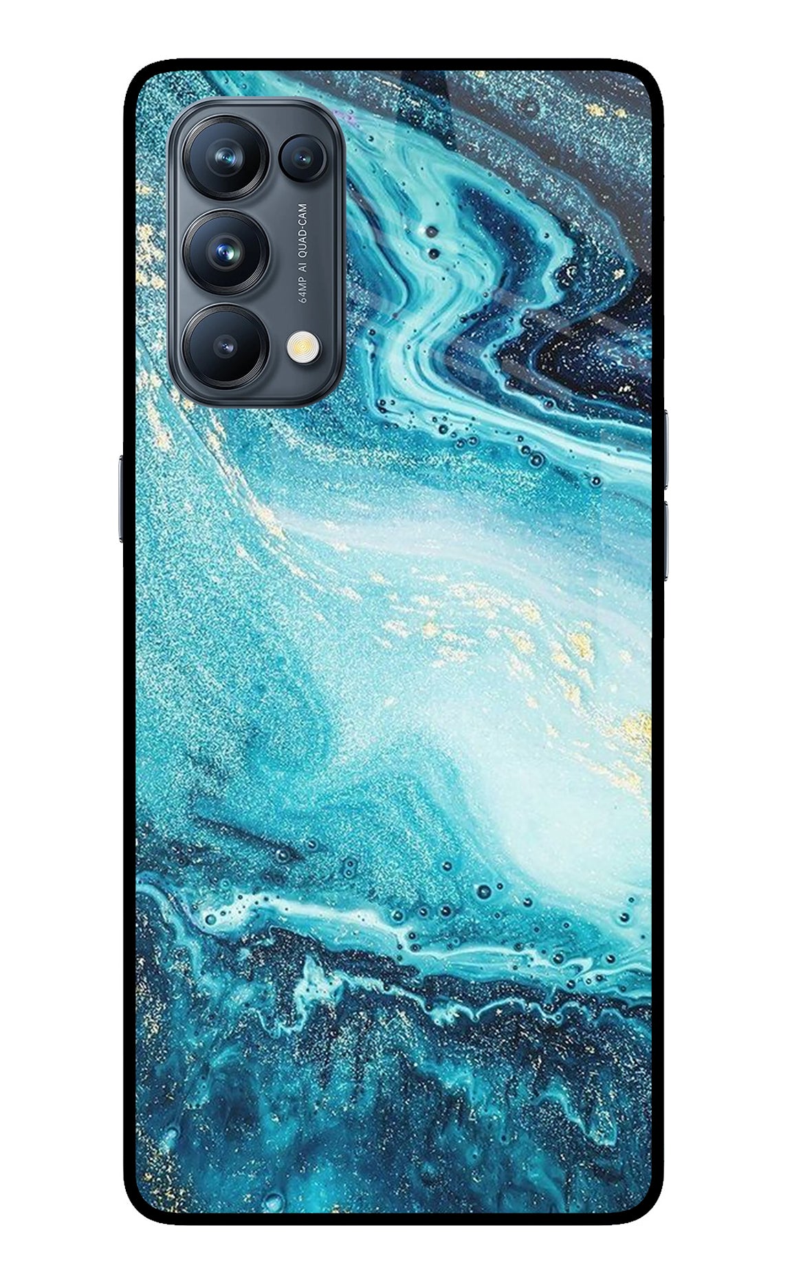 Blue Glitter Marble Oppo Reno5 Pro 5G Glass Case