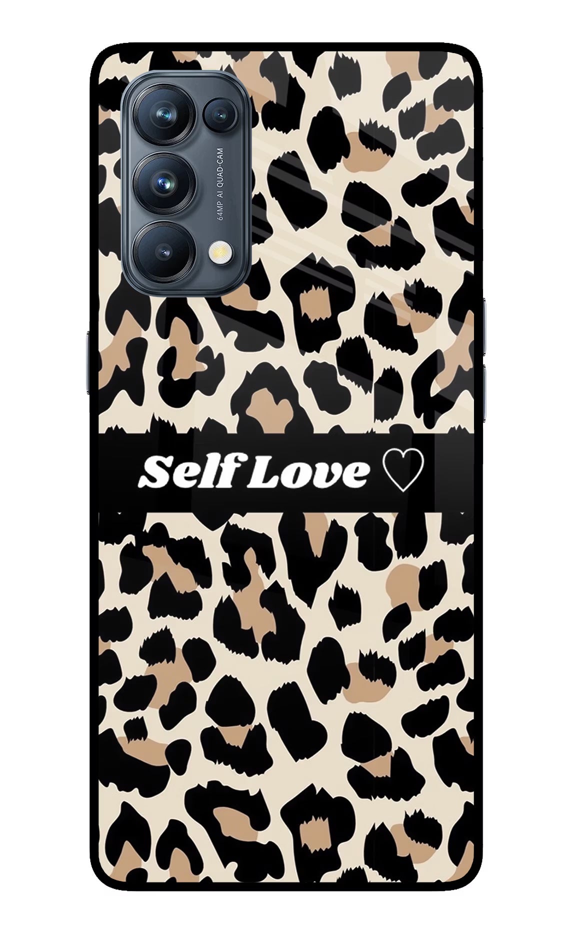Leopard Print Self Love Oppo Reno5 Pro 5G Glass Case Back Cover by Casekaro