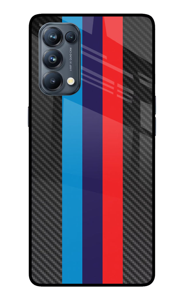 BMW Stripes Pattern Oppo Reno5 Pro 5G Glass Case Back Cover by Casekaro