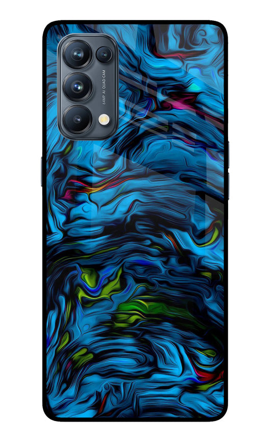 Dark Blue Abstract Oppo Reno5 Pro 5G Glass Case