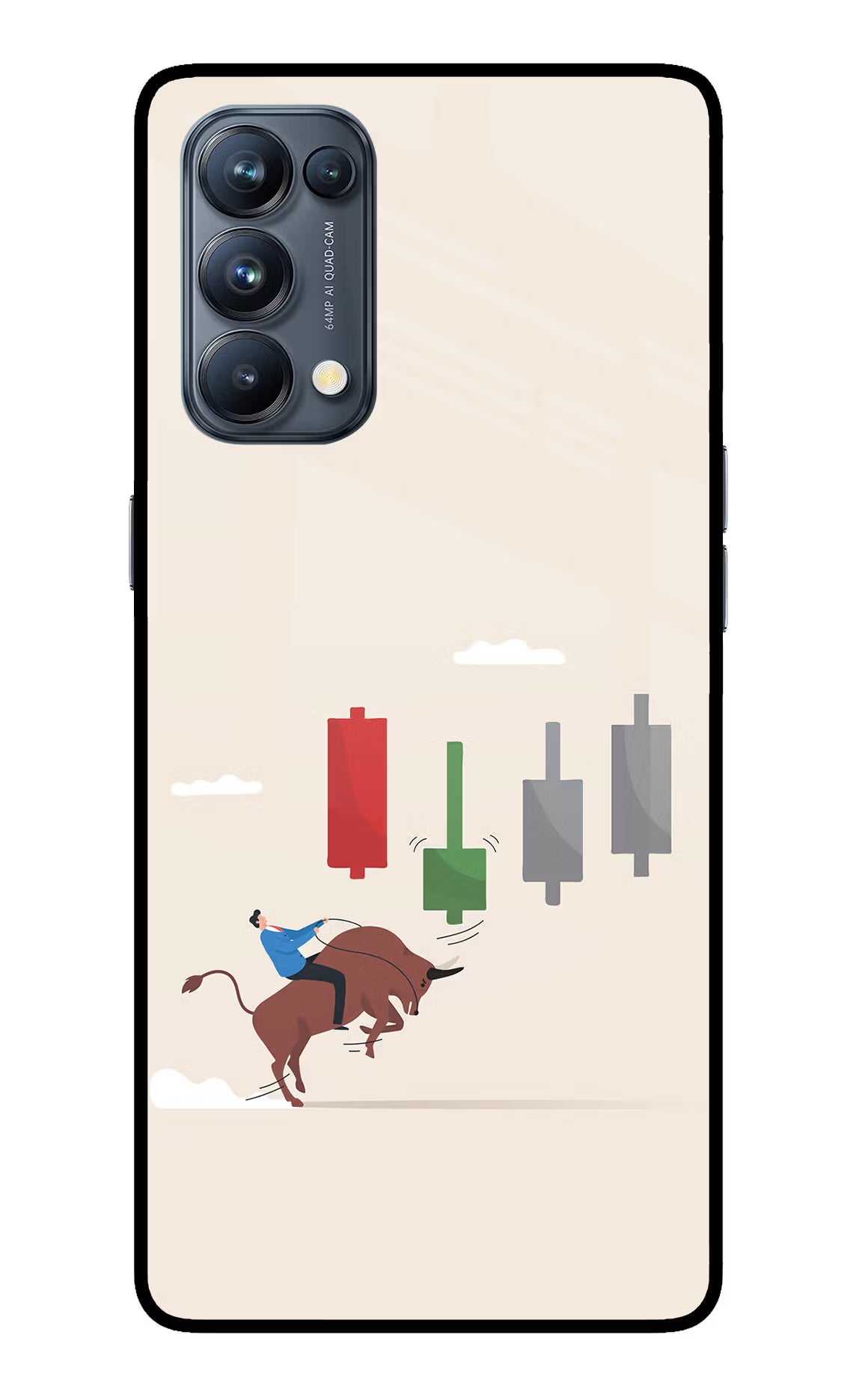 Bull Trading Momentum Oppo Reno5 Pro 5G Glass Case Back Cover by Casekaro