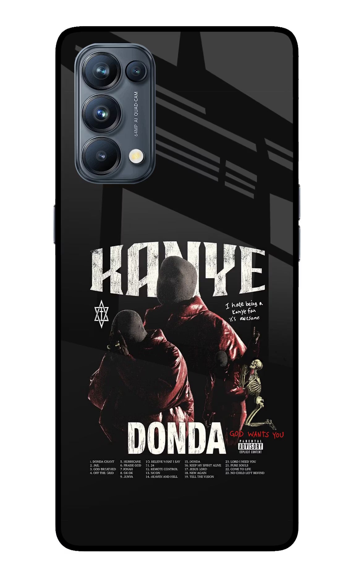 Donda Kanye West Oppo Reno5 Pro 5G Glass Case Back Cover by Casekaro