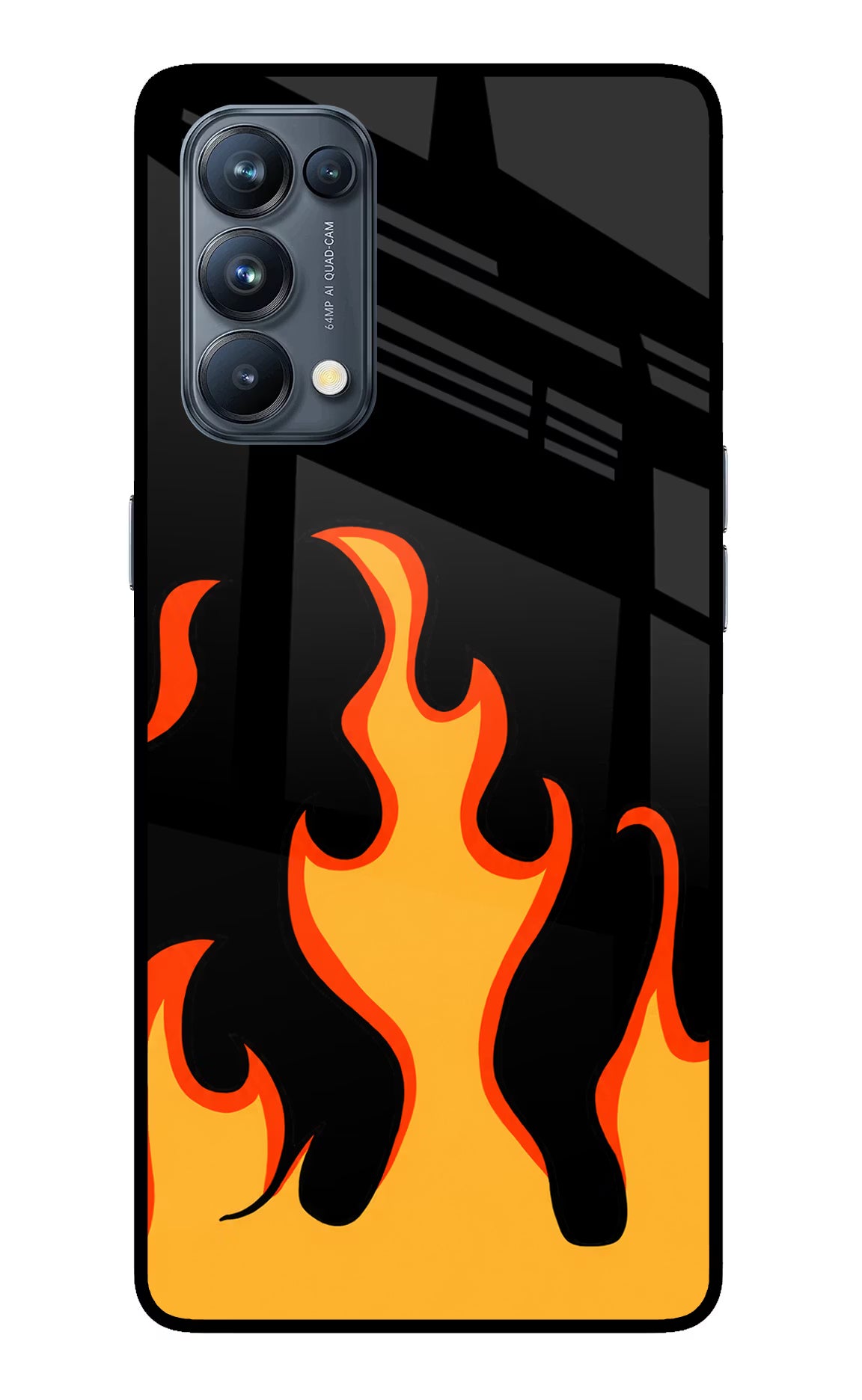 Fired Up – Black Oppo Reno5 Pro 5G Glass Case