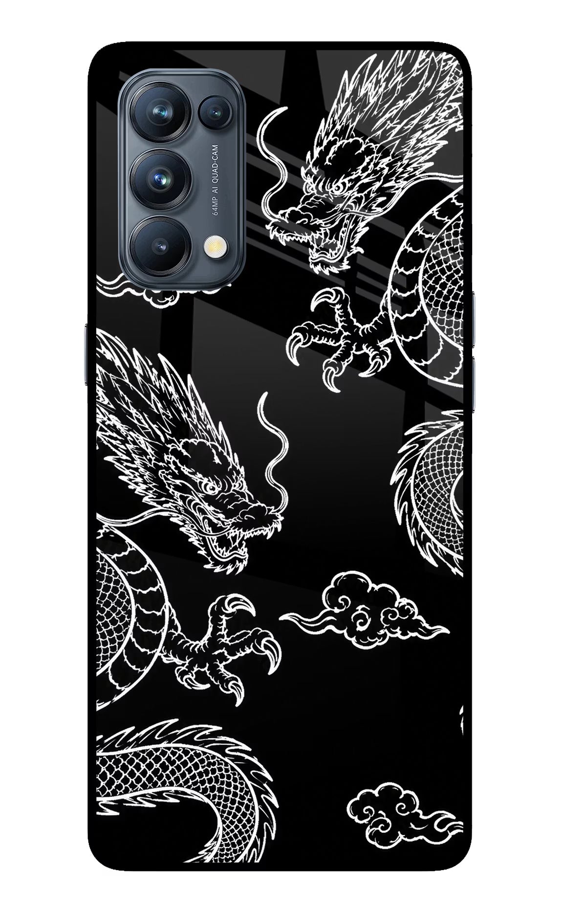 Twin Dragons Oppo Reno5 Pro 5G Glass Case Back Cover by Casekaro