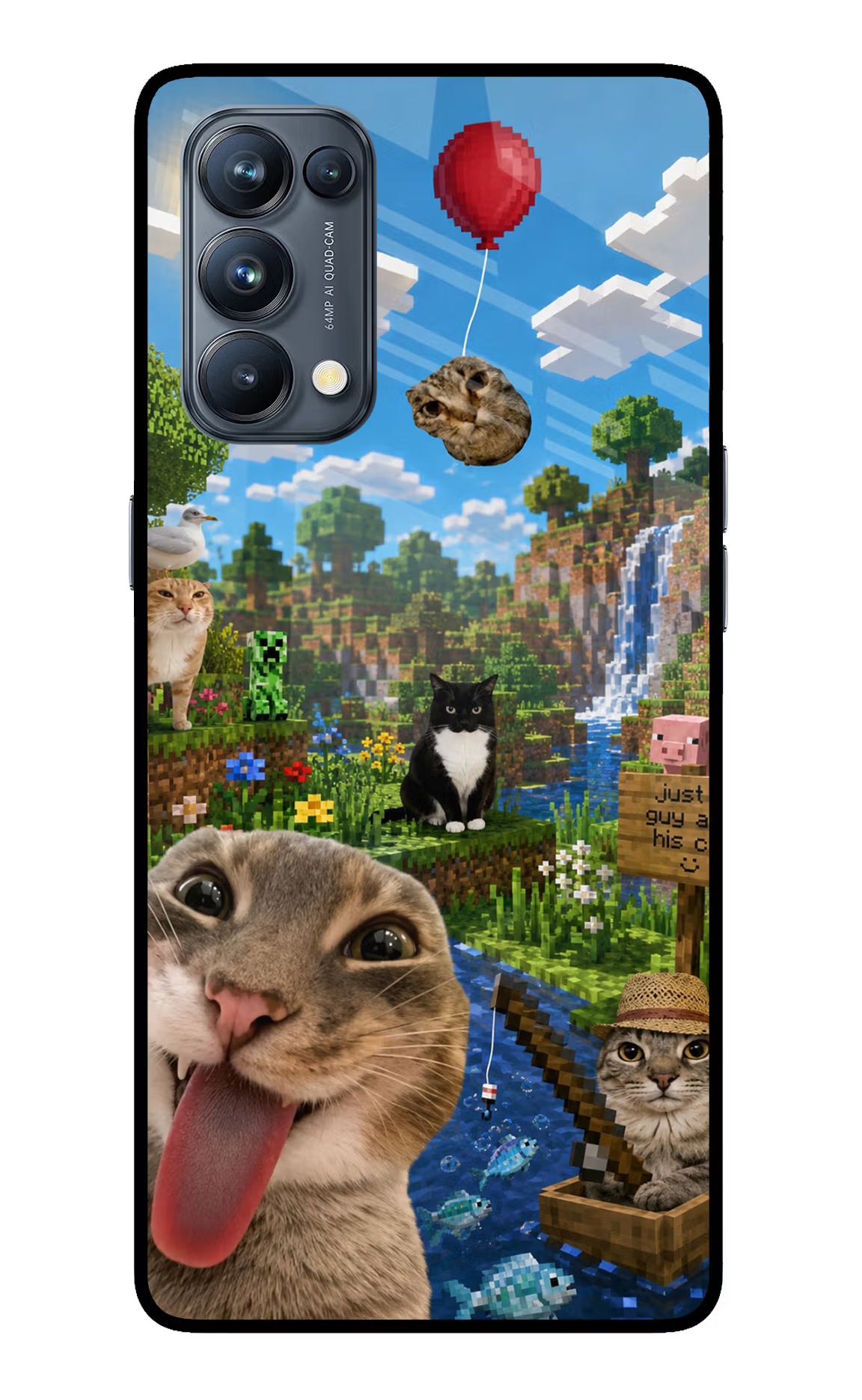 Minecraft Cat Chaos Oppo Reno5 Pro 5G Glass Case
