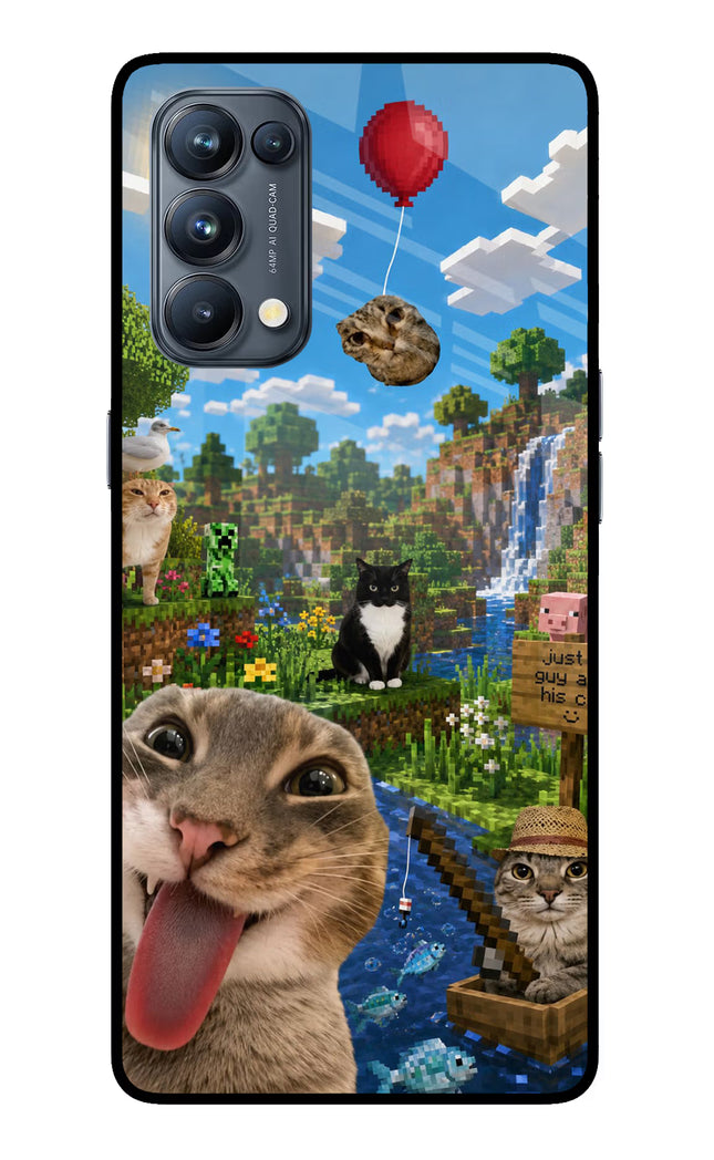 Minecraft Cat Chaos Oppo Reno5 Pro 5G Glass Case