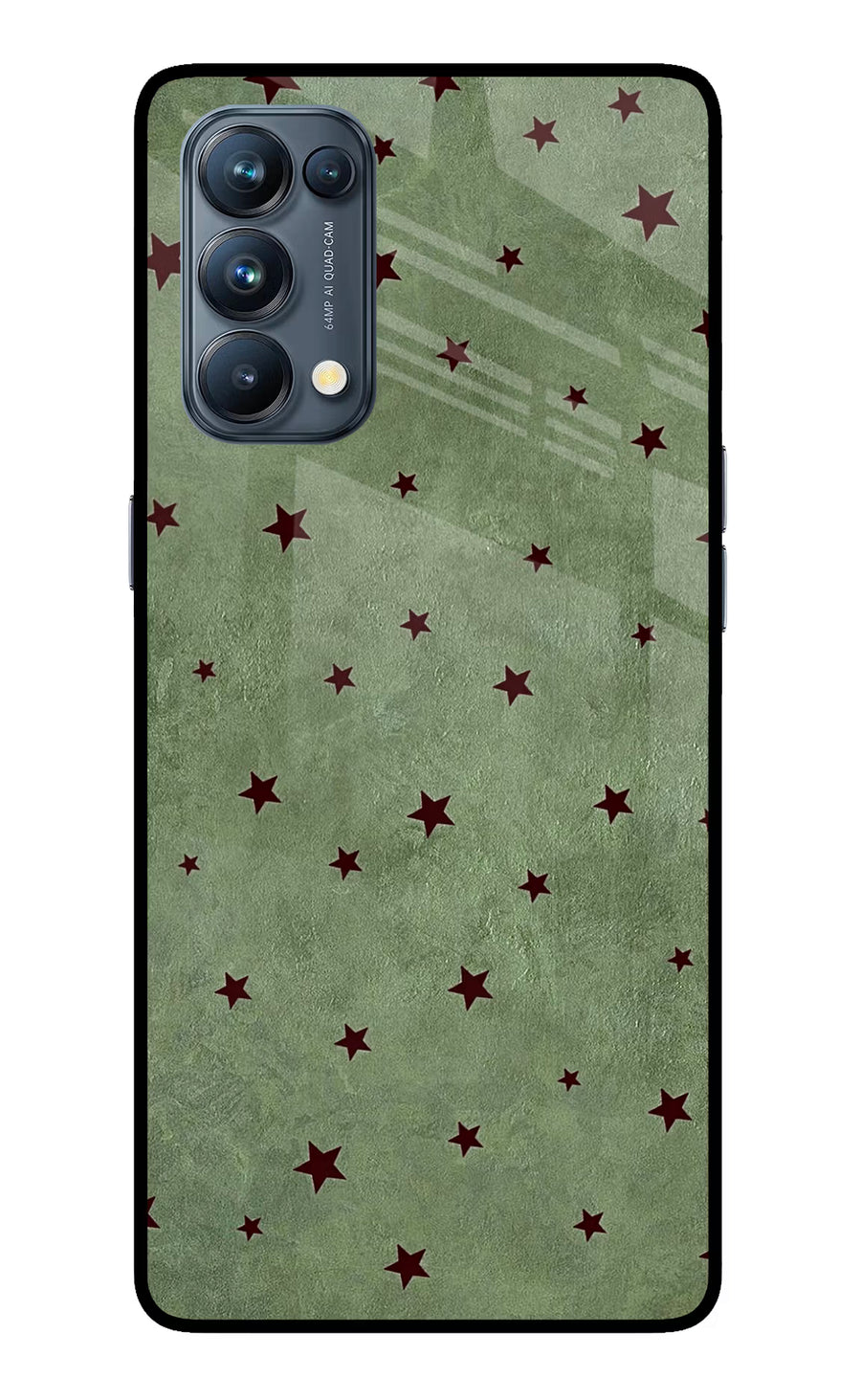 Green Stars Oppo Reno5 Pro 5G Back Cover, Glass case