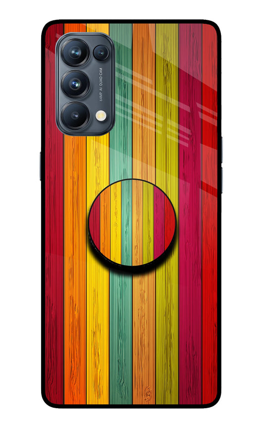 Multicolor Wooden Oppo Reno5 Pro 5G Glass Case