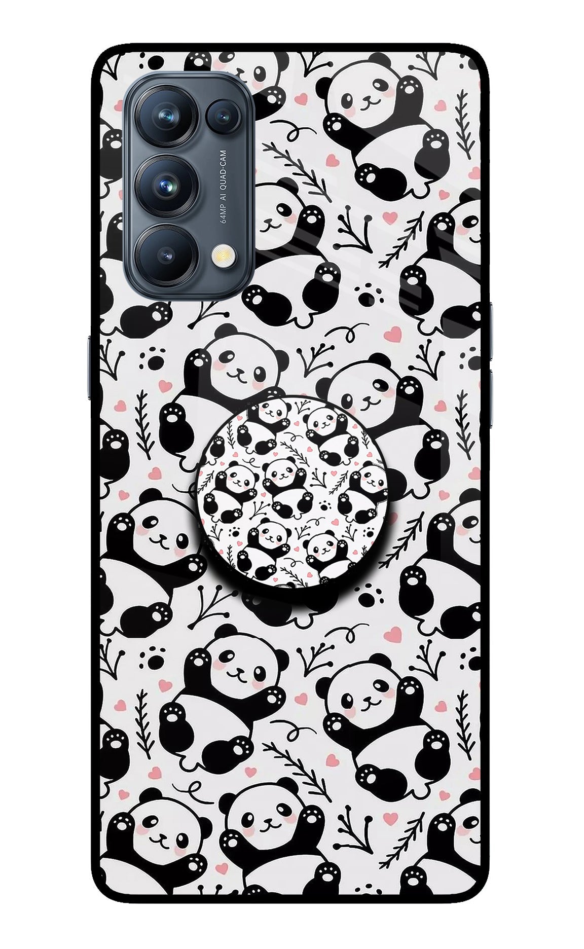 Cute Panda Oppo Reno5 Pro 5G Glass Case