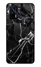 Black Marble Pattern Realme GT 5G Glass Case Back Cover by Casekaro