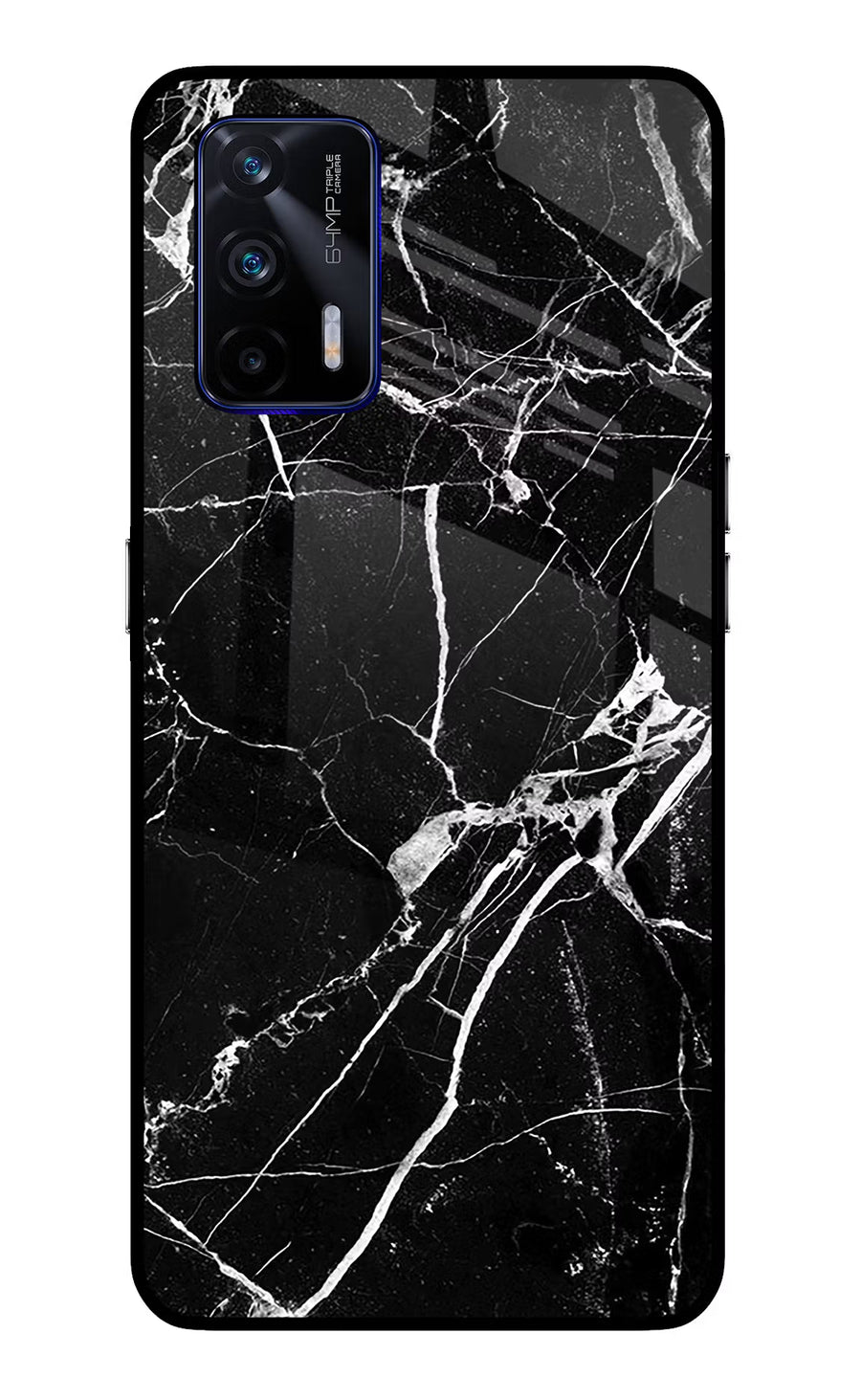 Black Marble Pattern Realme GT 5G Back Cover, Glass case